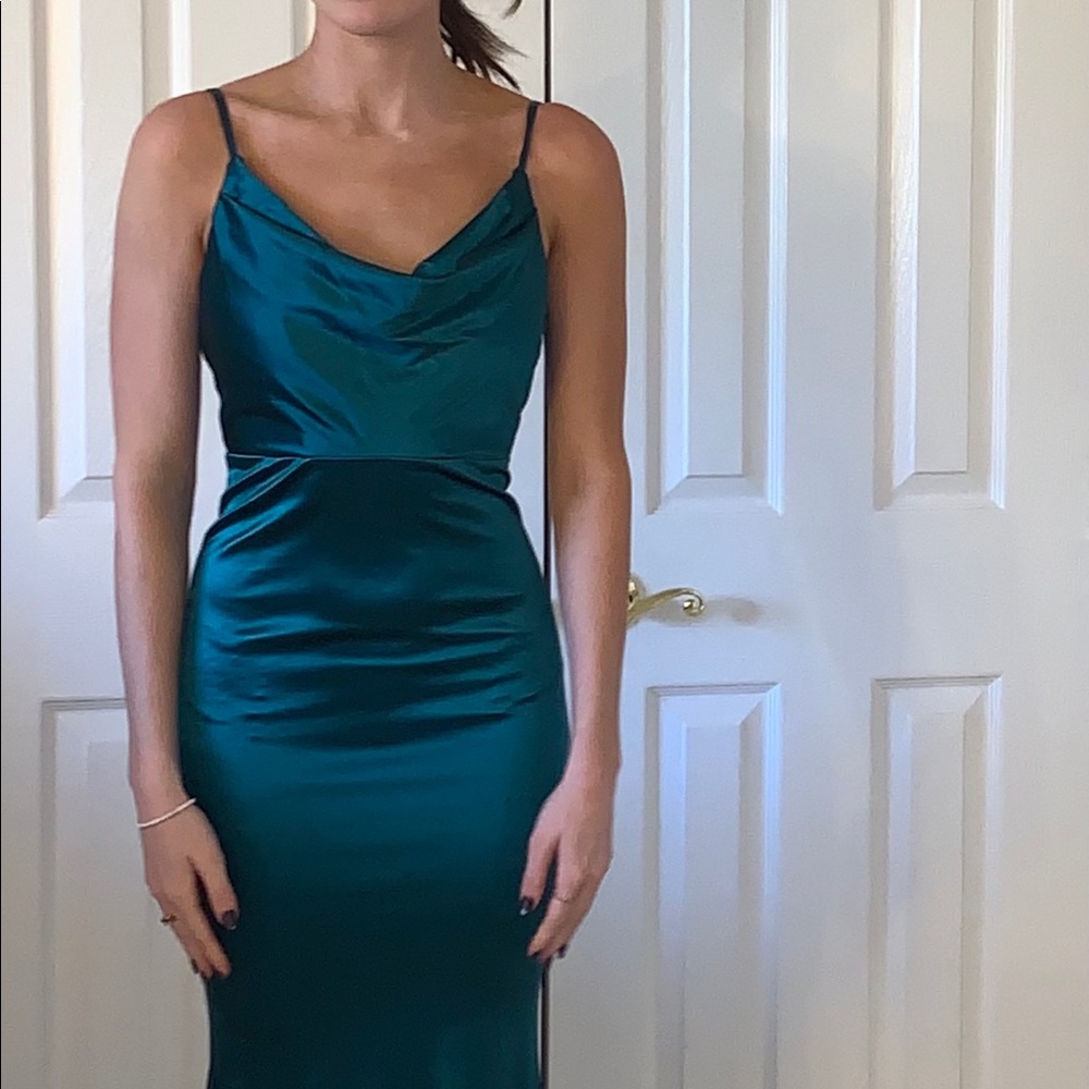 Hello Molly Dark Green Satin Prom Dress